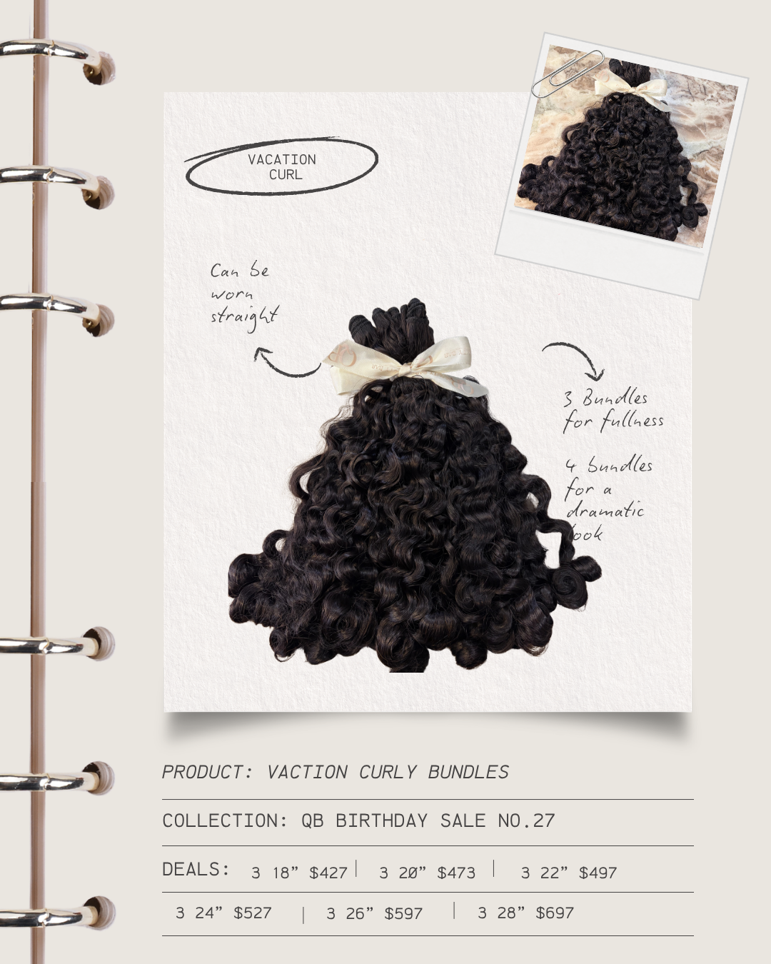 Vacation Curly Bundles | QB 27th B-Day Sale